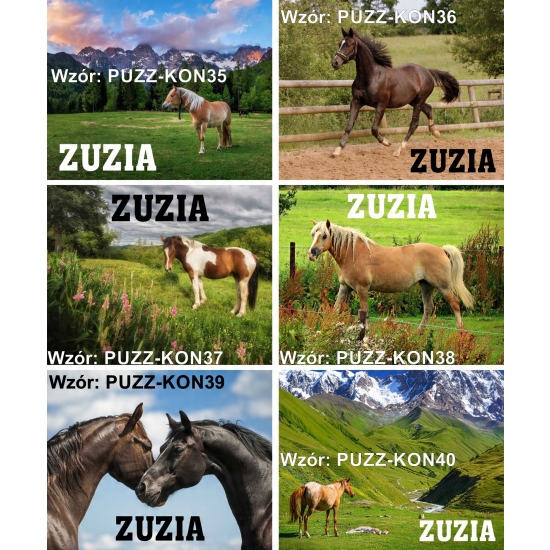 Puzzle A3 A4 KONIE Personalizowane z Dowolnym Napisem Imieniem Dużo Wzorów